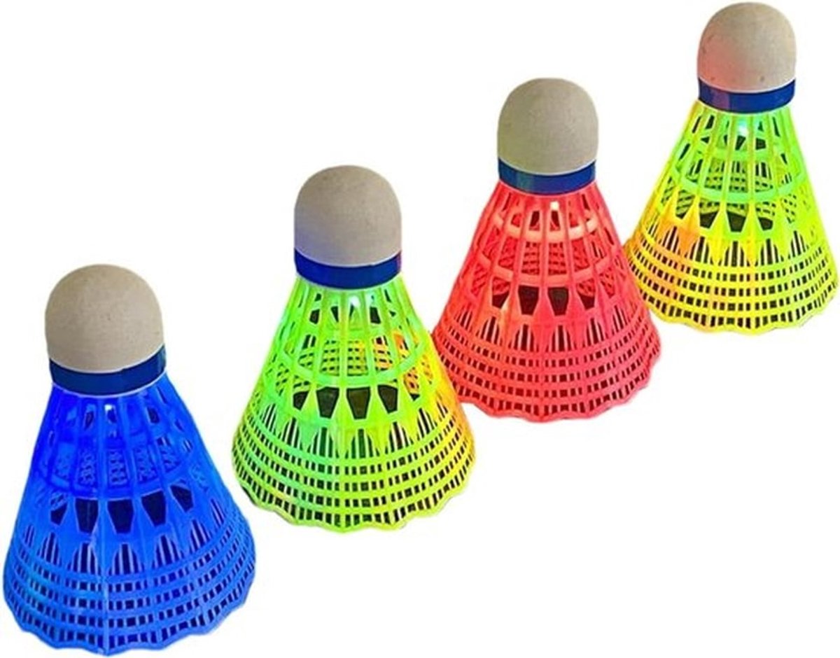 LED Pluimbal - Badminton Shuttle - Avond Sporten - Verlichte Zichtbaarheid - 4 Delen - Multicolor