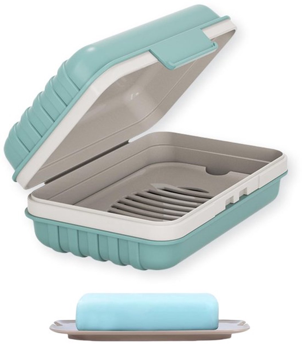 Zeephouder, zeepbakje, 1 stuk, zeepbox voor douche, reizen, zeepetui met deksel, voor gym, camping, reizen, lekvrij, blauw