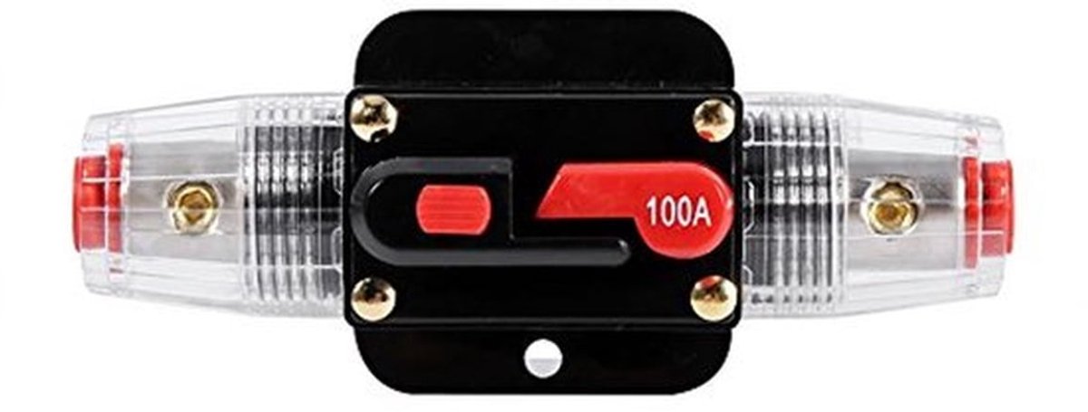 50Amp - 100Amp waterdichte stroomonderbreker met schakelaar, handmatige reset, 12-24V zonne-energiesysteem voor thuis, zekeringhouder voor auto-audio, camper, boot, vrachtwagen (100A)