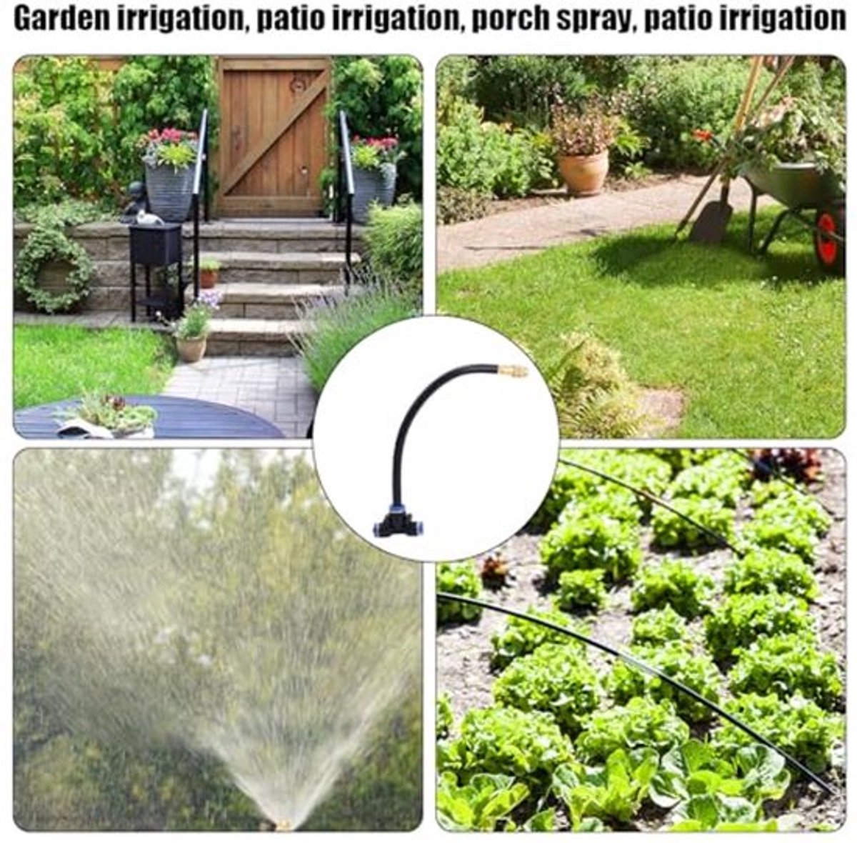 360° Verstelbaar Druppelirrigatiesysteem, 15.24m Tuin Bewateringsset met 15 Sprinklers Automatisch Spuitsysteem voor Kassen Tuin Gazon Planten Groenten en Bloembedden