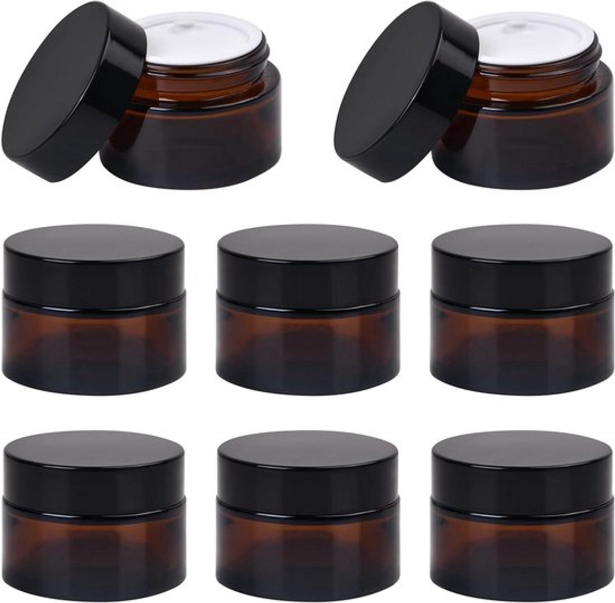 Navulbare kunststof glazen 20 ml - ideaal voor cosmetica lotions en crèmes - set van 8 stuks