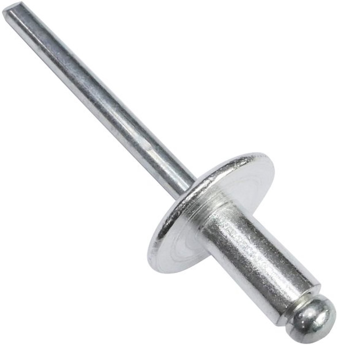 Set van 100 blindklinknagels Ø 5 x 10 mm met 14 mm brede kop - aluminium/stalen popnagels - C48267