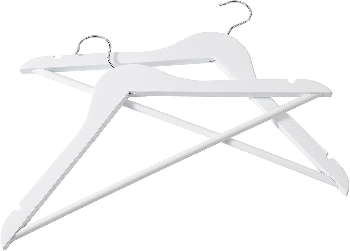 Houten hanger voor kleding - 20 stuks - wit - elegant handgemaakt - ideaal voor in de kast - ShopVlot