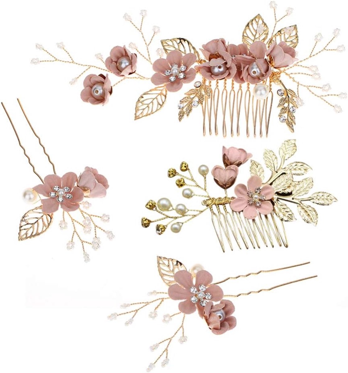 Haarcombs voor bruid - Goud met strass - Elegante haaraccessoires - Perfect voor bruiloften - ShopVlot