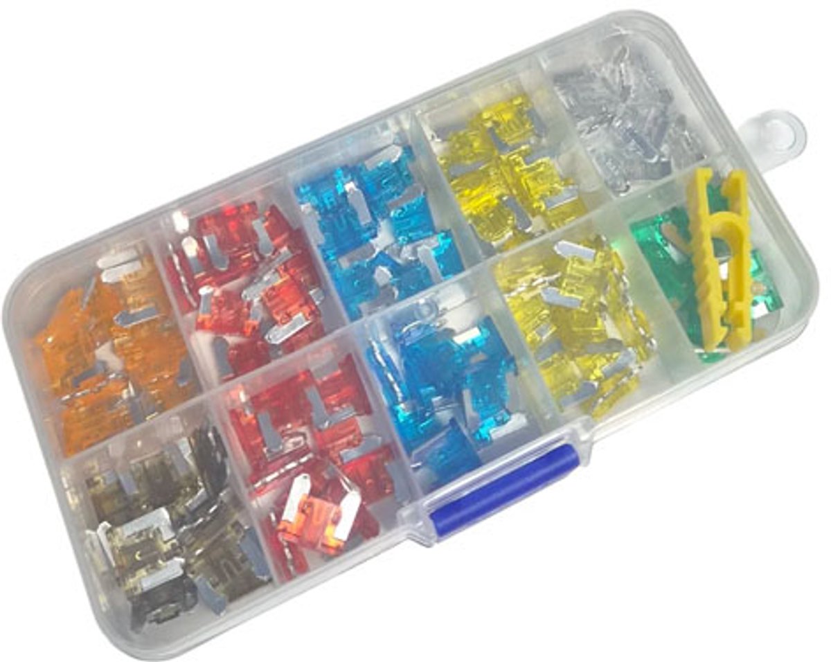 Low Profile Mini Zekering Assortiment 100 stuks – Auto Motor Scooter Zekeringen in Opbergbox