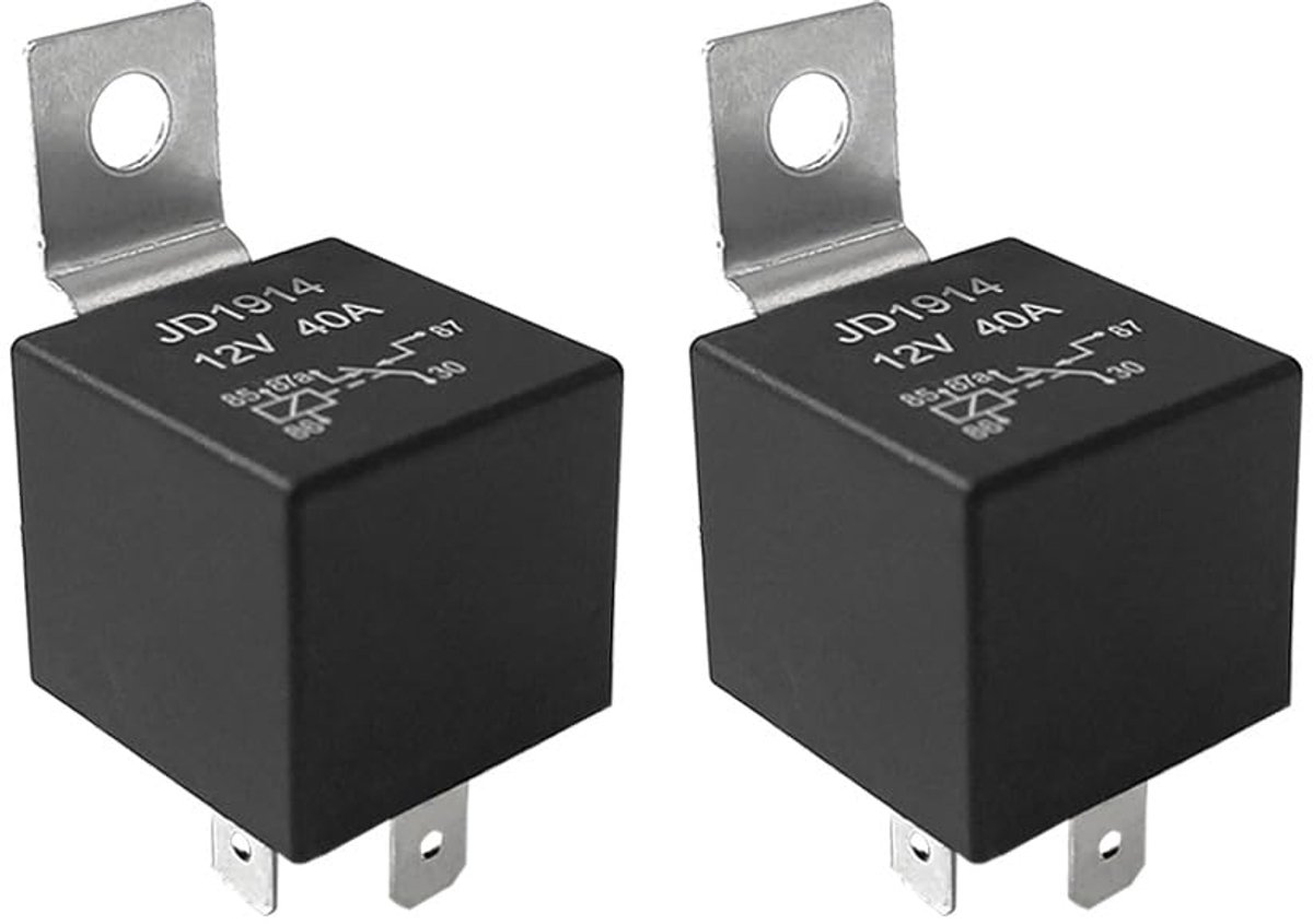Auto relais 5-pins - 12V 40A SPDT - Inclusief metalen montagebeugel - Geschikt voor hoge stroomtoepassingen - ShopVlot