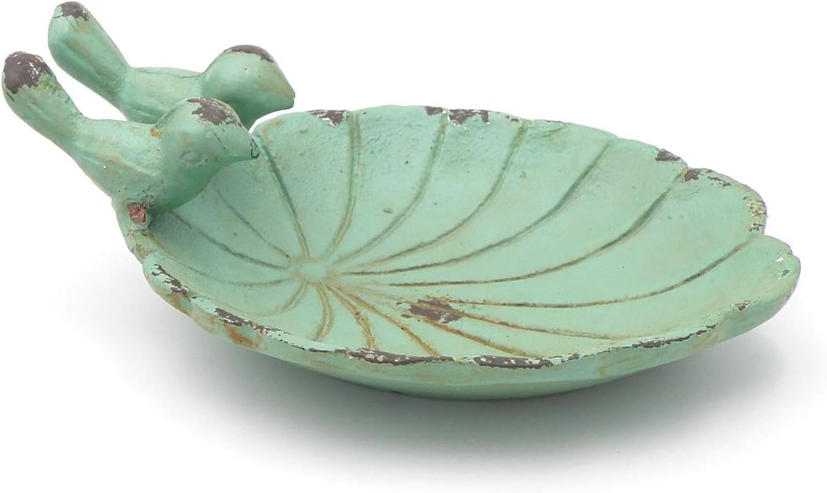 Vogeldrinkbak antique vorm - ijzer/mango hout - retro uitstraling - ideaal voor vogels - ShopVlot