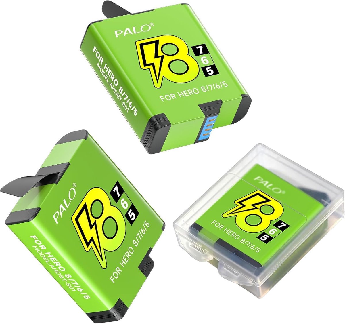 Batterij voor GoPro Hero 5/6/7/8 - 3x 1800 mAh Li-ion - Compatibel met AHDBT801/701/501 - Verleng je avontuur - ShopVlot
