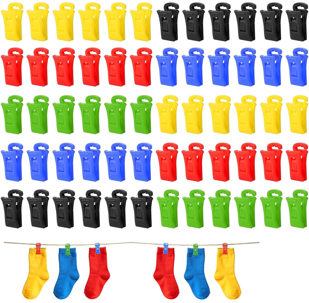 Sokkenklemmen 60 stuks - plastic - voorkomt verlies in wasmachine en droger - ShopVlot
