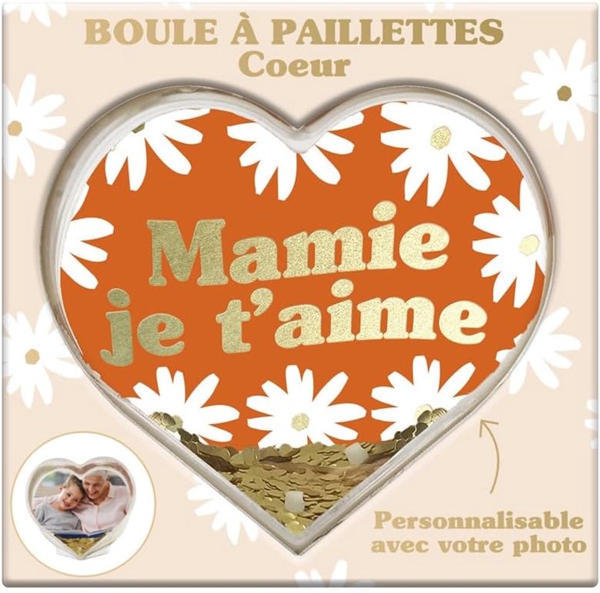 Fotolijstje 3D grootmoeder - transparant acryl - gouden confetti - perfect cadeau - ShopVlot