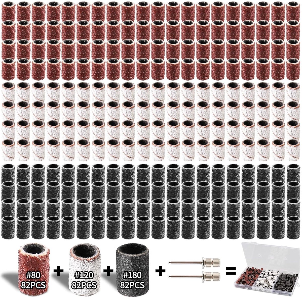 Schuurmofset 248 St. K80-K180 - Diverse korrels - Inclusief opbergdoos - Ideaal voor detailwerk - ShopVlot