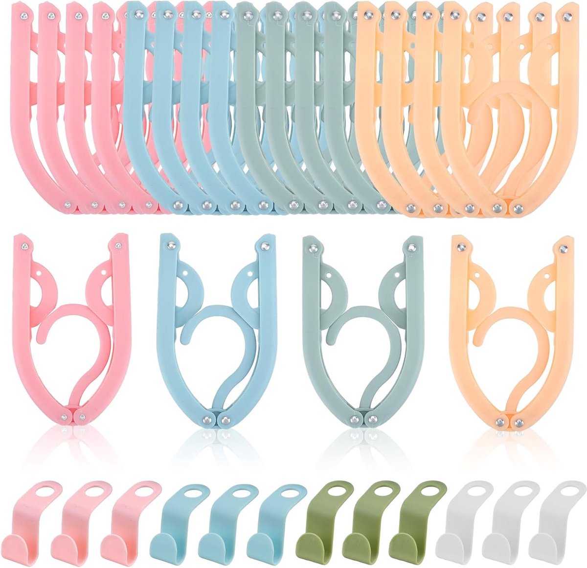 Vouwbare kledinghangers set van 20 - plastic - met verbindingshaken - ideaal voor reizen - ShopVlot