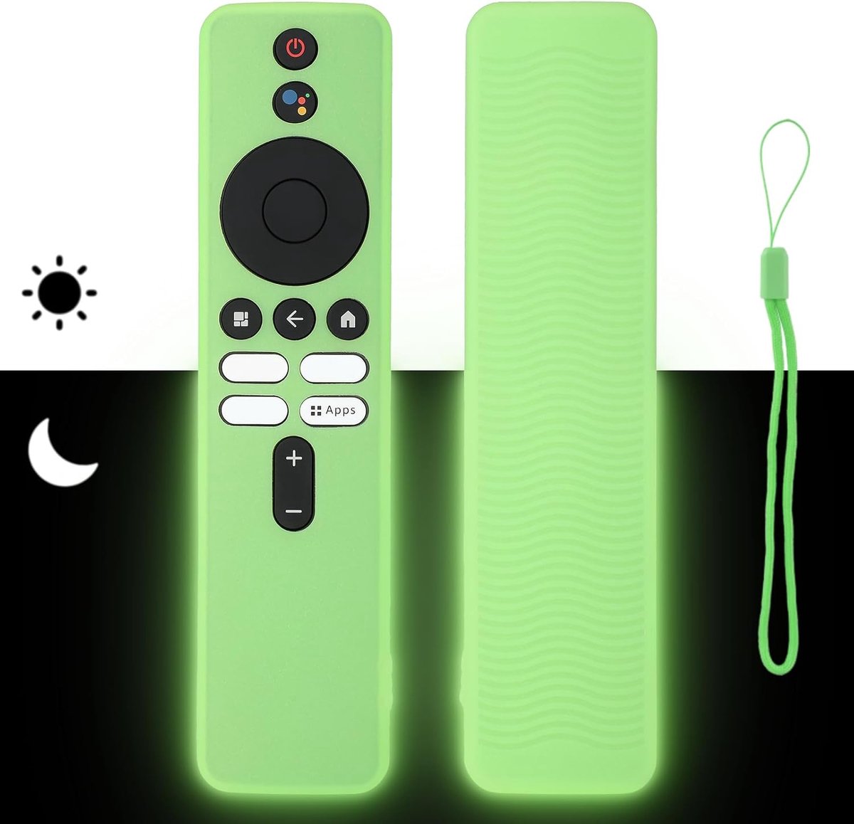 Silicone beschermhoes voor TV afstandsbediening - neon groen - schokbestendig met koord - ShopVlot
