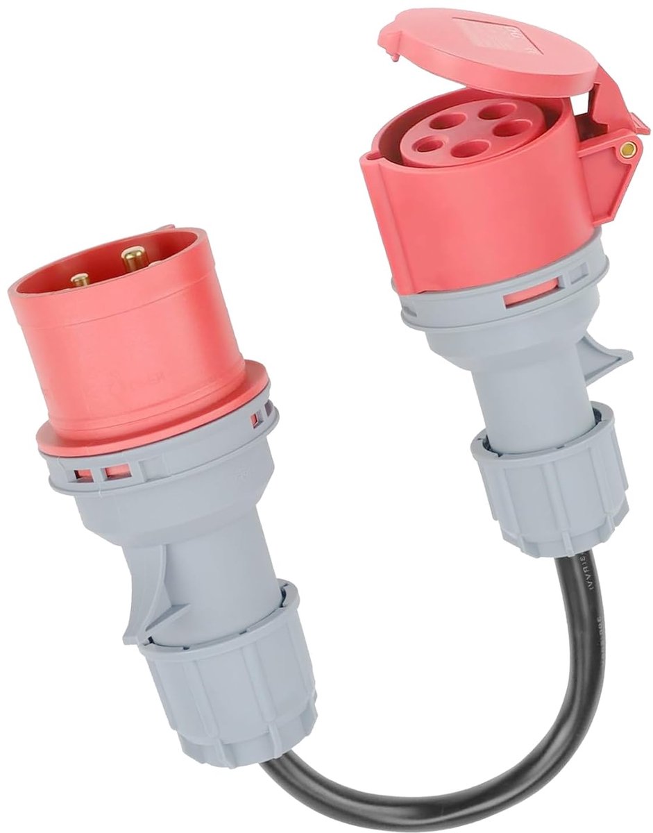 CEE-adapter 32 A naar 16 A - 3-fasen 5-polig - 50 cm kabel - waterdicht IP44 - voor industrie en huishouden - ShopVlot