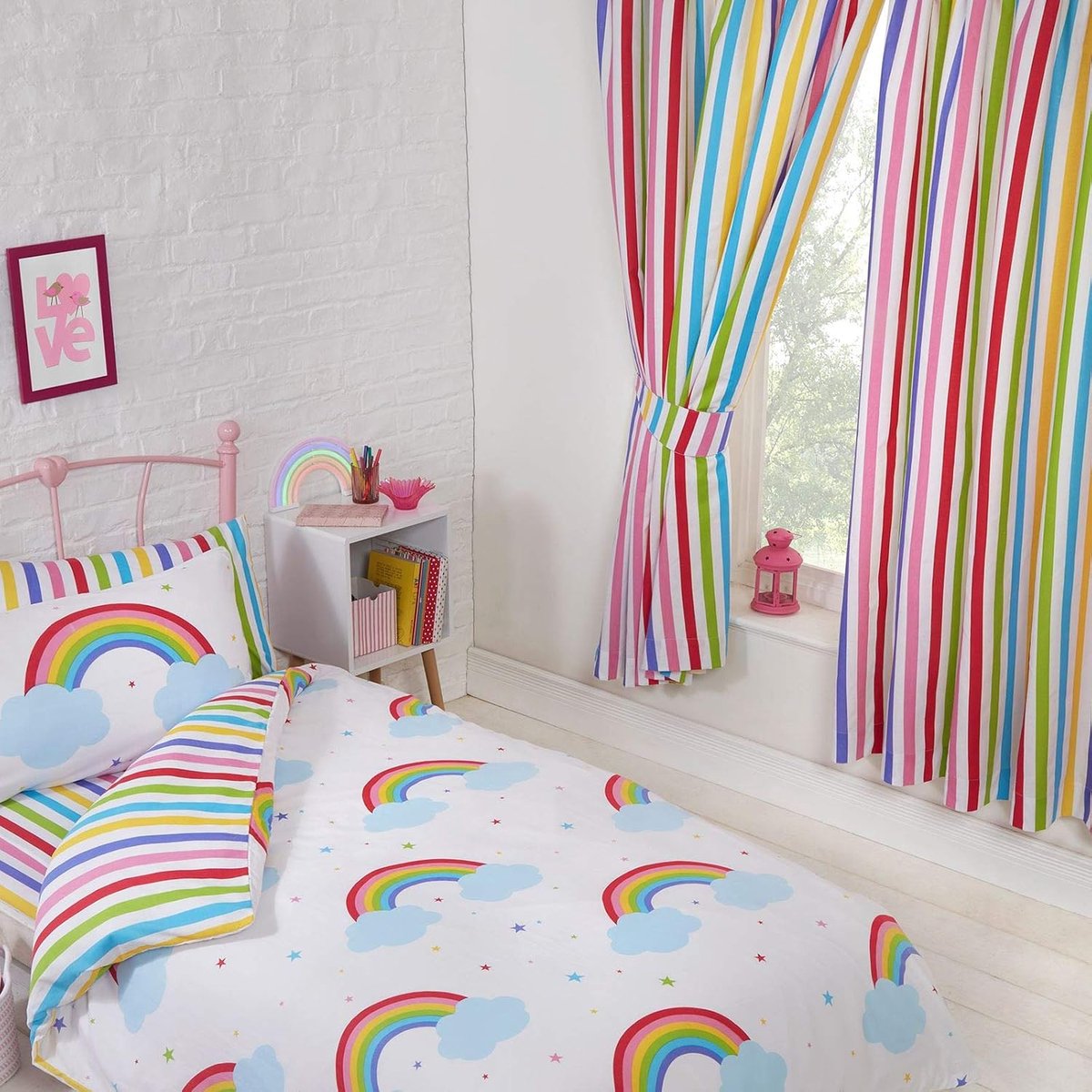 Gordijnen 168 x 183 cm - Regenboog gestreept - Volledig gevoerd - Creëer een kleurrijke sfeer - ShopVlot