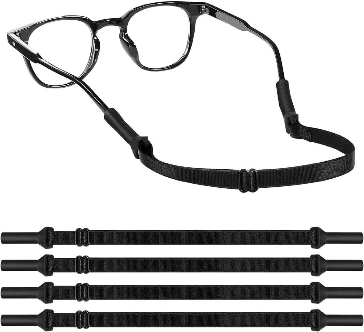 Kinderbrilbanden set van 4 - Zwart M - Met antislipband - Voor stevige grip - ShopVlot
