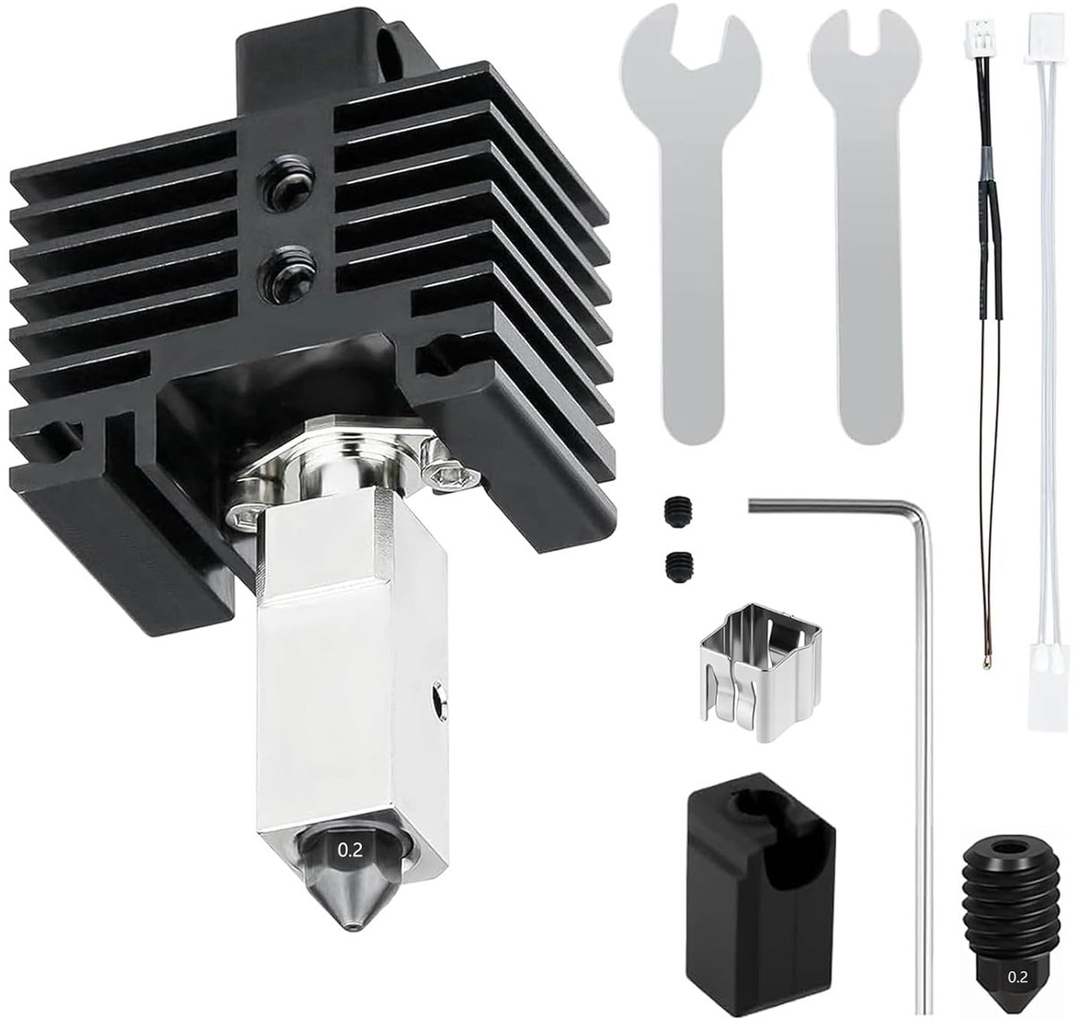 Hotend Kit 0.2mm - Gecoate koperen verwarmblok - Titanium heatbreak - Geschikt voor Bambu Lab X1/X1C - ShopVlot