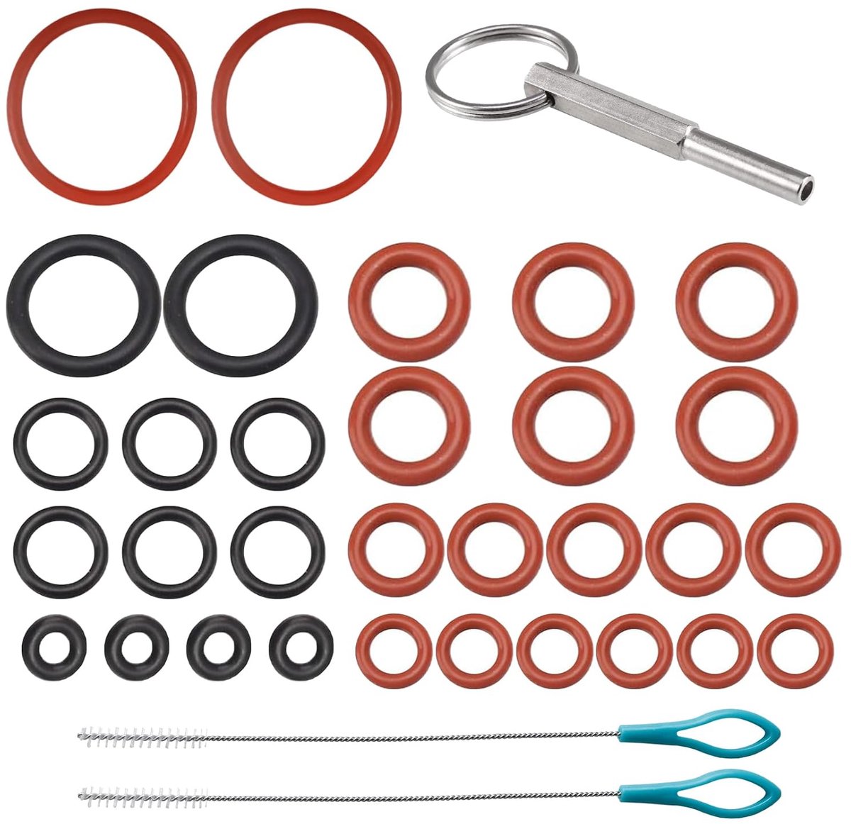 Ovale kopmoersleutel met sleutelring - 33-delige set - inclusief 2-delige reinigingsborstelset - ShopVlot