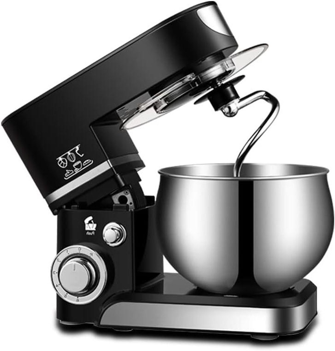 Staande Mixer - Keukenmixer Elektrisch - Thuis Bakken - Krachtige Motor - 5 L Kom - Zwart