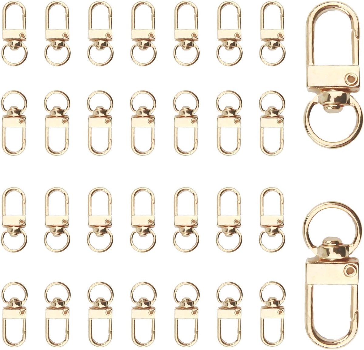 Sleutelhangers met karabijnhaak goud - 30 stuks - 360° draaibaar - ideaal voor DIY-projecten - ShopVlot