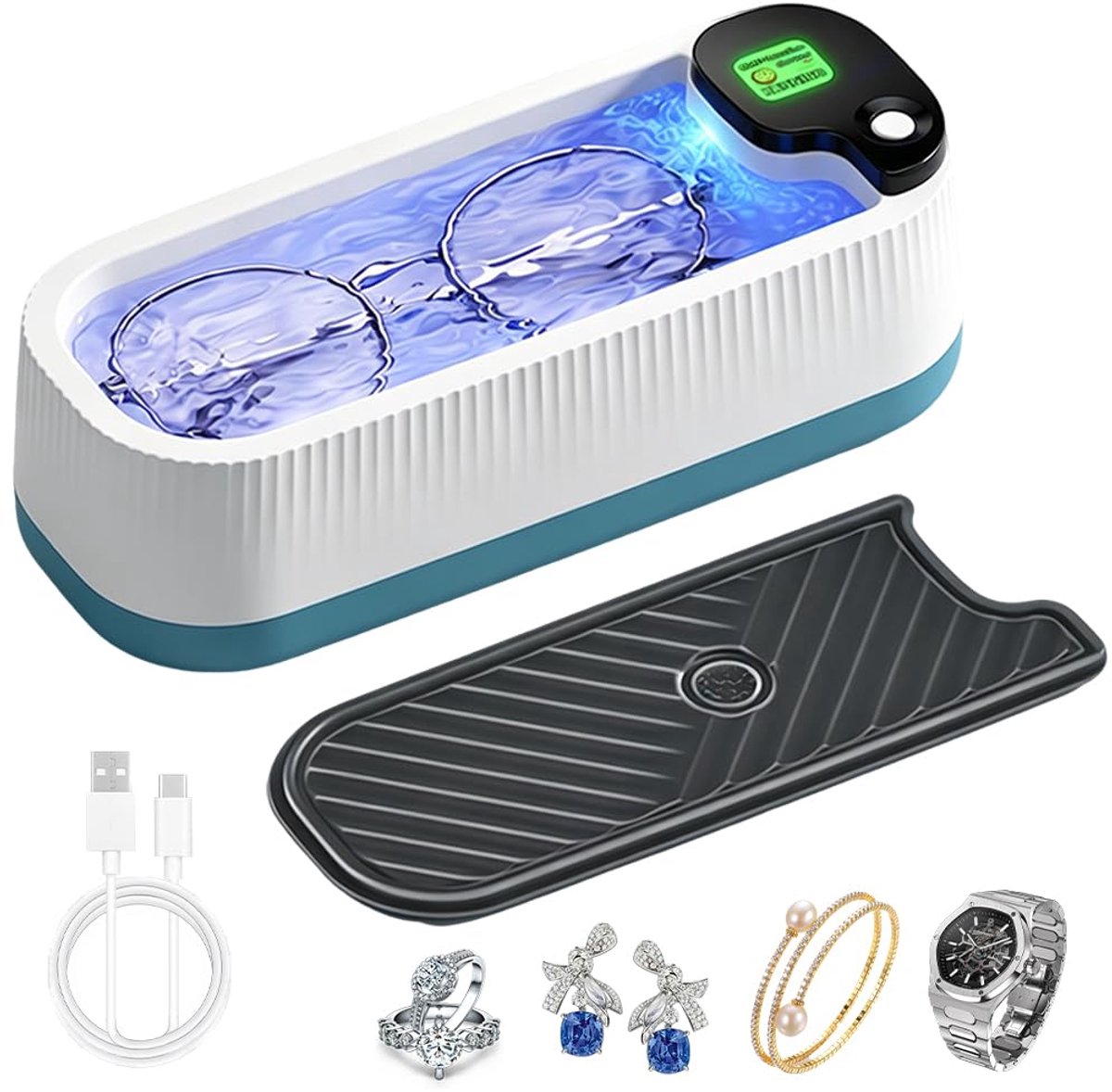 Ultrasoon reinigingsapparaat - 3 reinigingsmodi - draagbaar - ideaal voor brillen en sieraden - ShopVlot