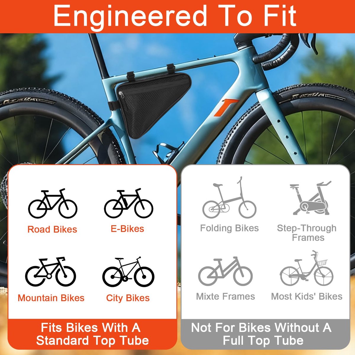 Fietstas 1,2 l - waterdicht - driehoekige tas - ideaal voor smartphone en gereedschap - ShopVlot