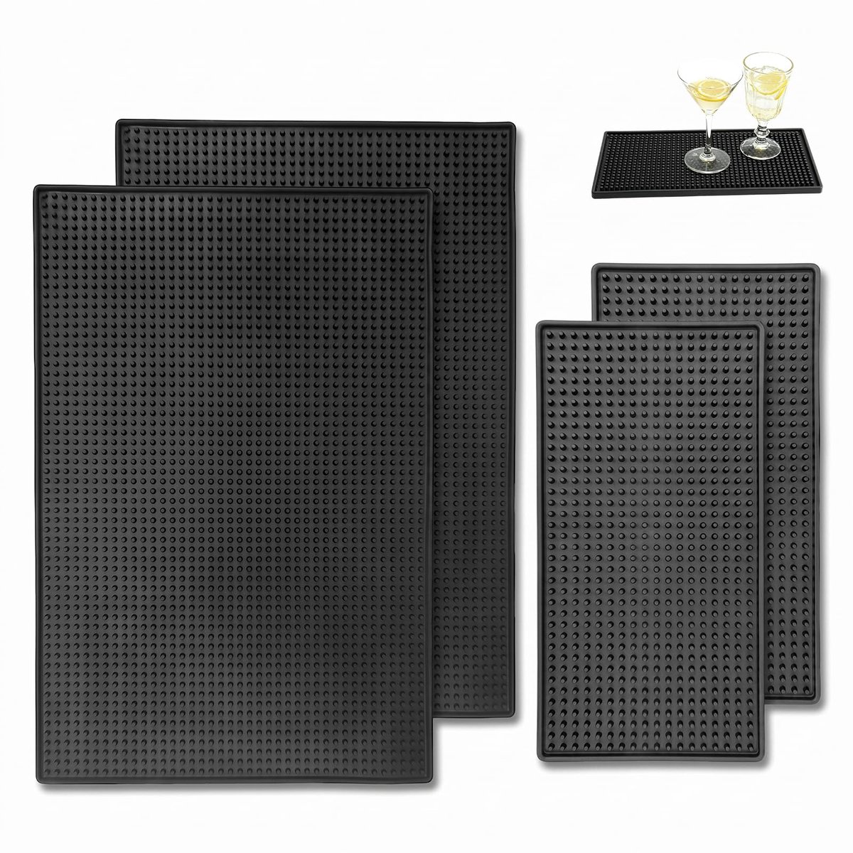 barmat 45 x 30 + 30 x 15 cm - silicone - zwart - ideaal voor druppels - ShopVlot