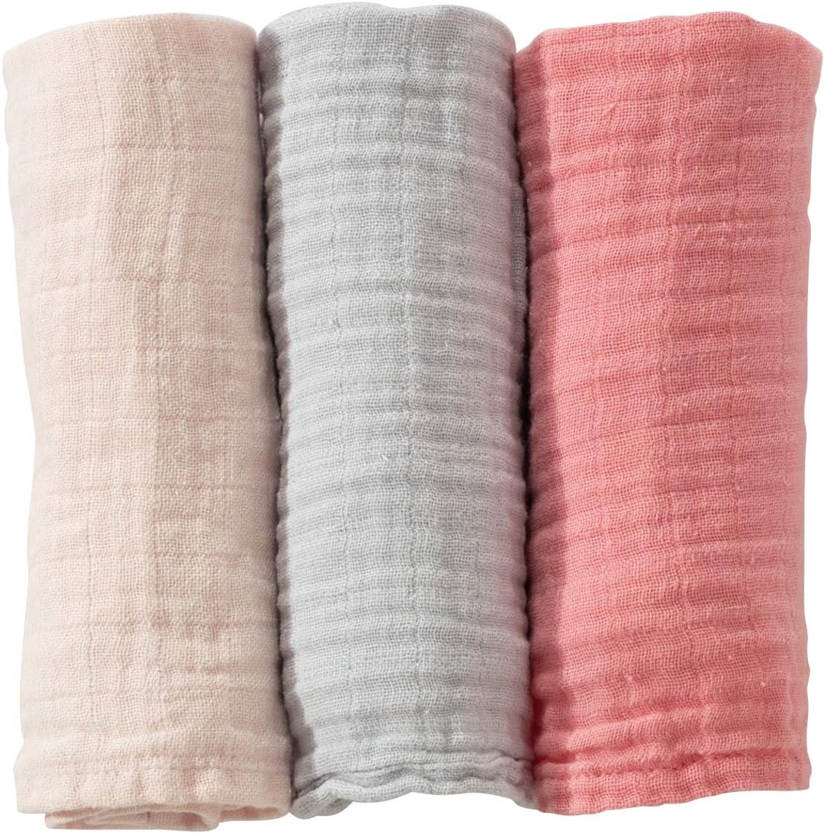 Babyluiers set van 3 - 70 x 70 cm - pastelroze - OKEO-TEX gecertificeerd - zachte stof voor comfort - ShopVlot