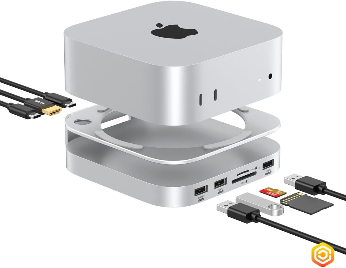 HDMI Hub 8-in-1 - Aluminium - Voor Mac Mini M4/M4 Pro - Breid je connectiviteit uit - ShopVlot