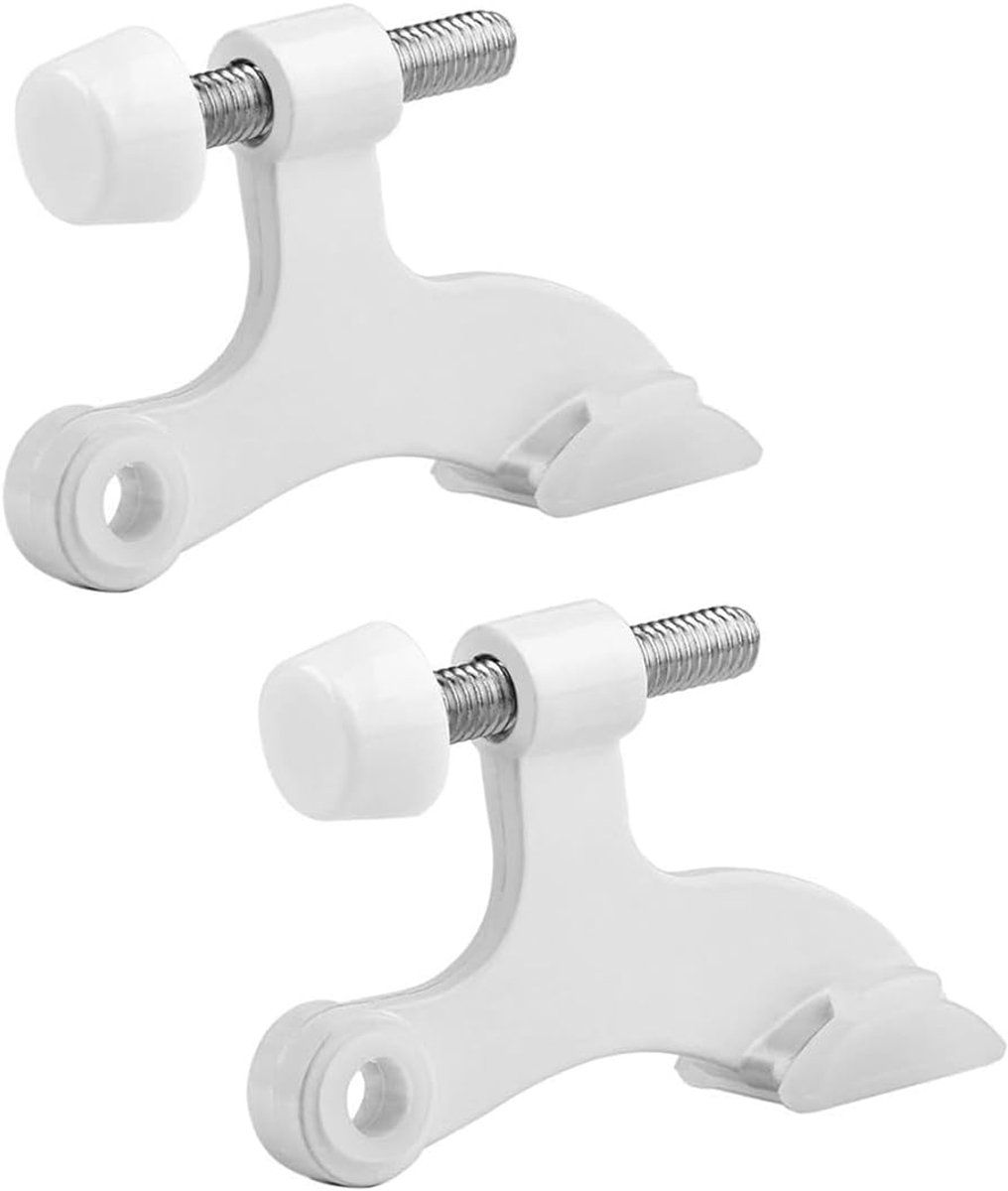Deurstoppers 2 Pack - Verstelbaar, Zware Hinge Pin met Witte Rubberen Stootdoppen - Voorkomt Schade aan Muren - ShopVlot