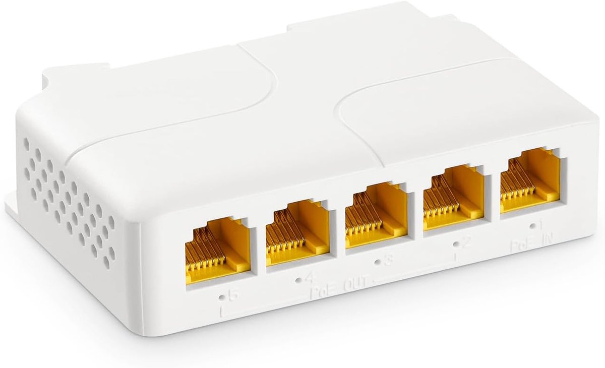 PoE extender 5 poorten - Gigabit 90W herhaler - 100m bereik - Ideaal voor meerdere PoE apparaten - ShopVlot