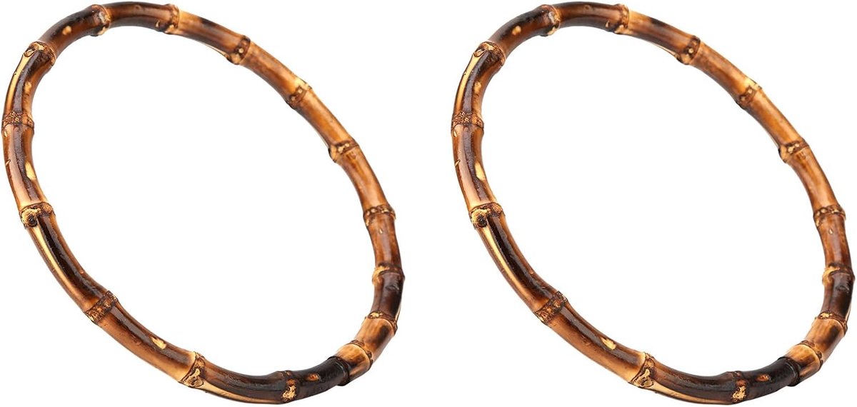 Bamboe tas handvatten 2 stuks - ronde vorm - handgemaakt - perfect voor DIY handtassen - ShopVlot