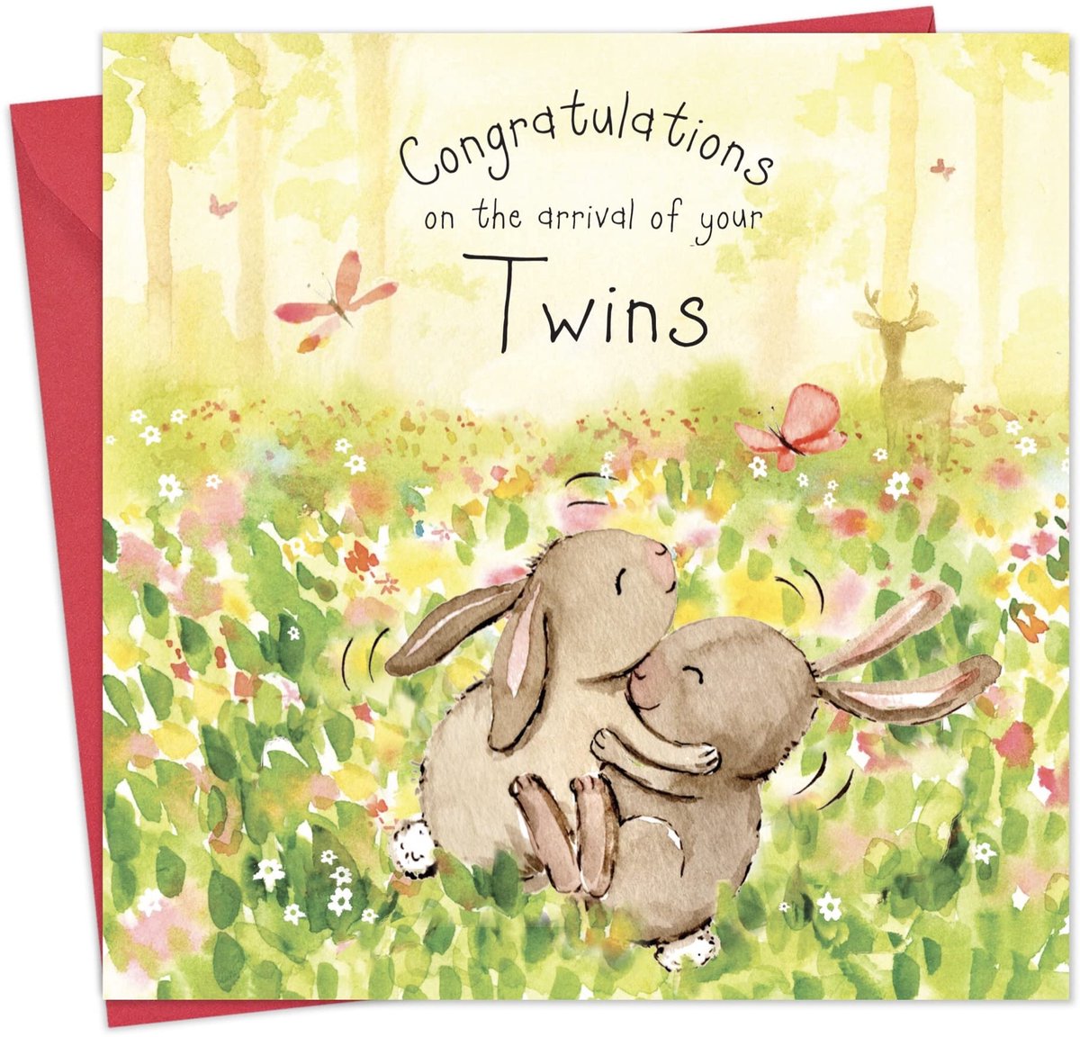 Tweelingkaart schattige konijntjes - nieuwe babykaart - felicitatiekaart - pasgeboren benodigdheden - ShopVlot