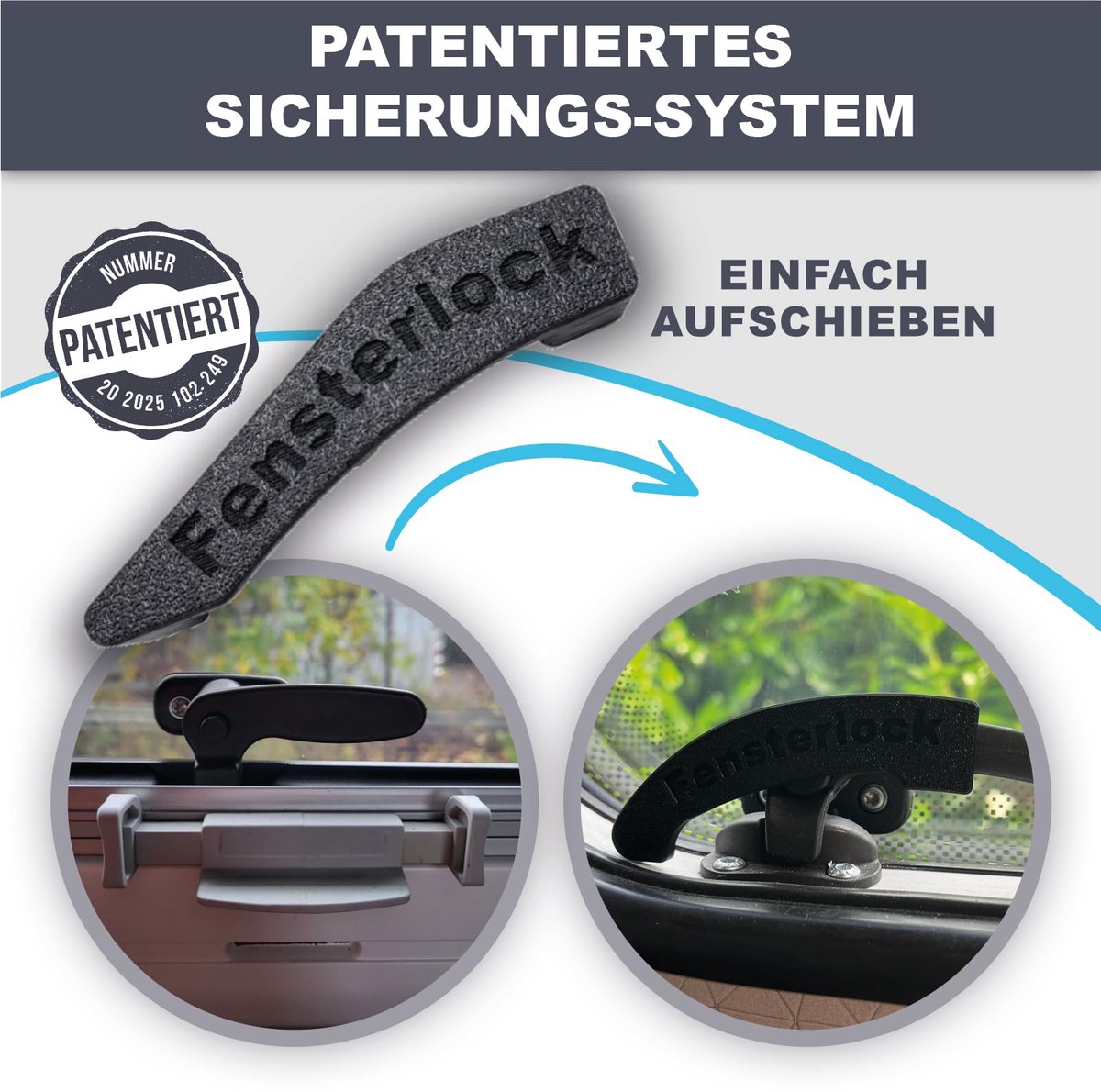 3D-Druck raambeveiliging set van 2 - zwart - inbraakbeveiliging - veilig camper en caravanramen - ShopVlot