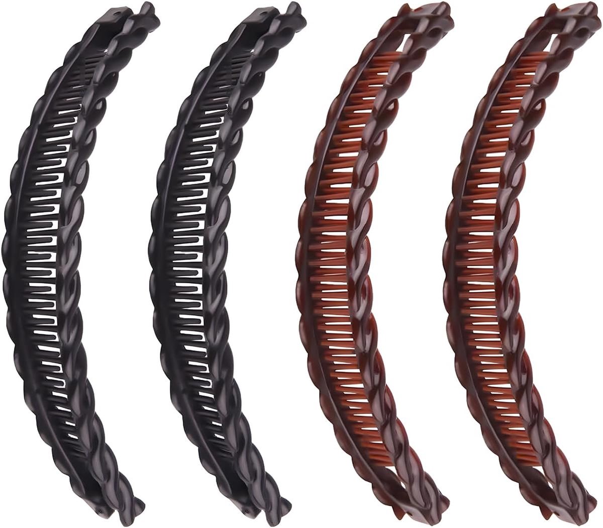 Banana clips set 4 stuks - bruin en zwart - non-slip - perfect voor dikke en krullende haren - ShopVlot