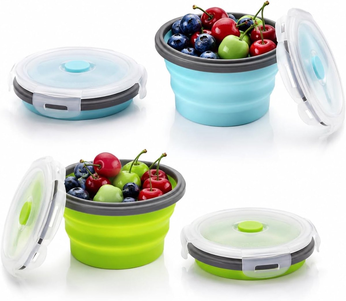 Siliconen lunchbox rond - flexibel ontwerp - duurzaam materiaal - ideaal voor onderweg - ShopVlot