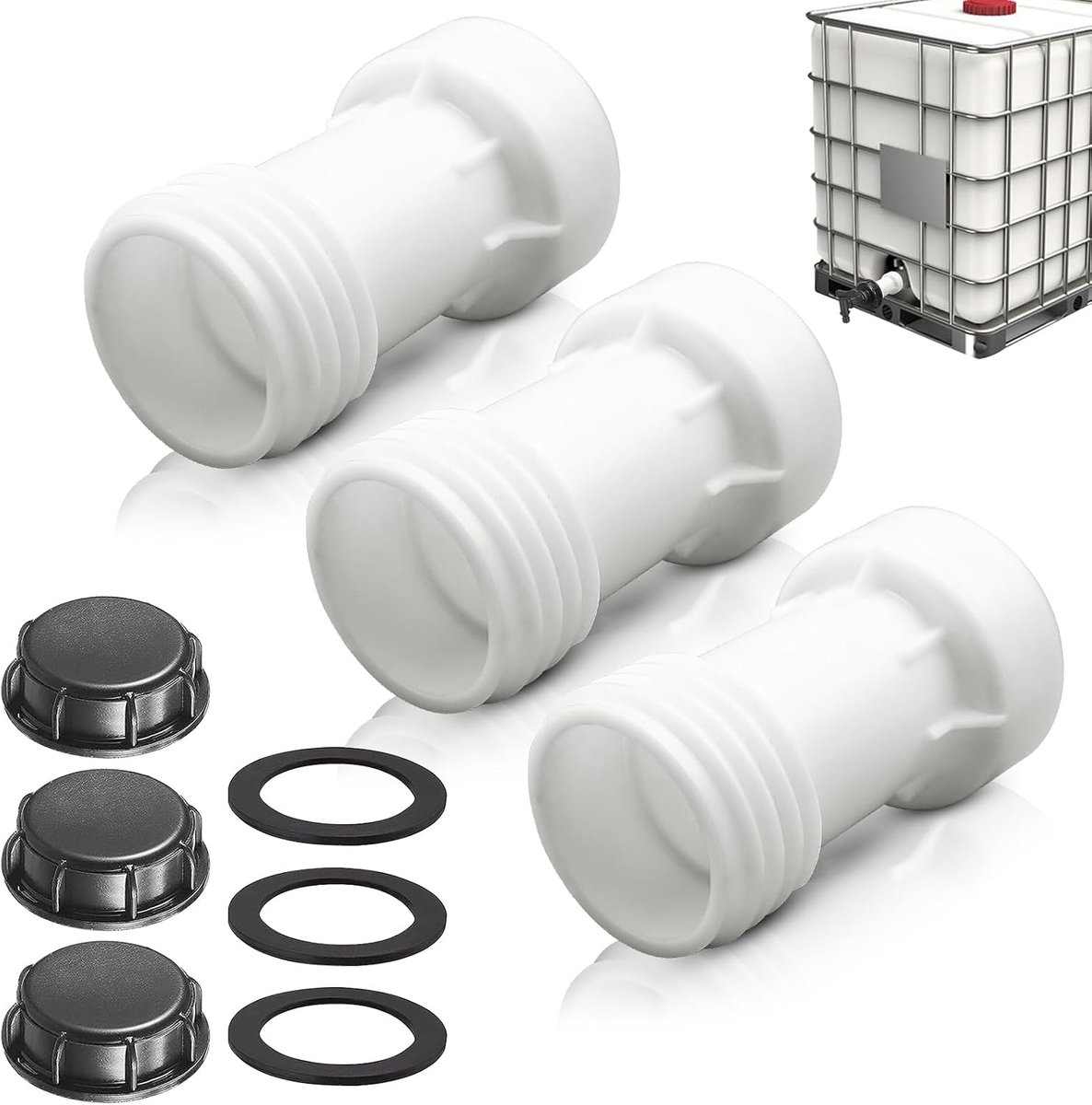 IBC tank adapter S60 x 6 - set van 3 accessoires - universeel en drukbestendig - ideaal voor waterreservoirs - ShopVlot