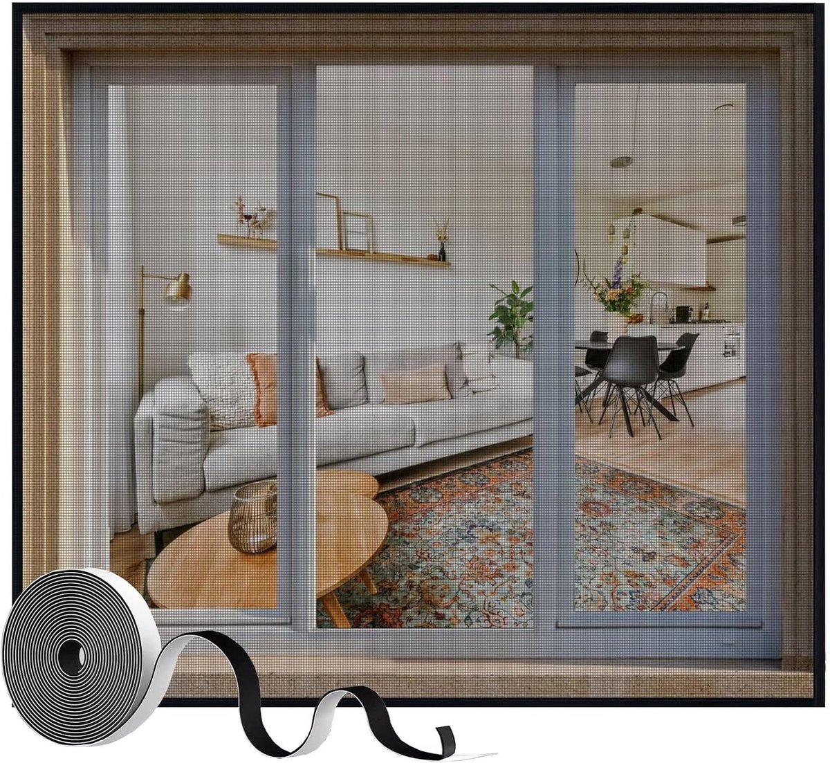 Raamvlieg insectenwerend gaas 100x130cm - zelfklevend - met klittenband - houdt insecten buiten - ShopVlot