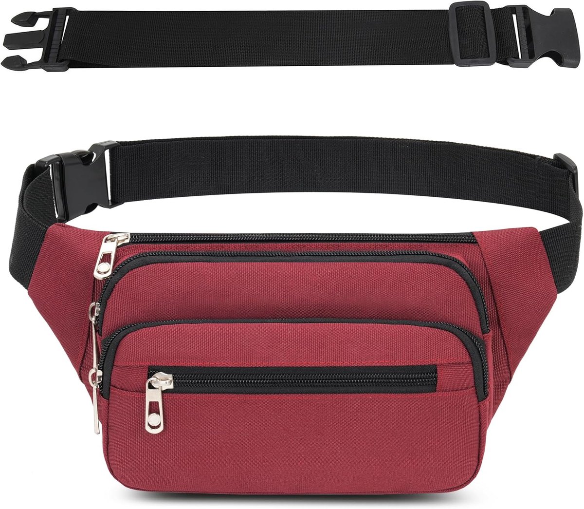 Heuptas met verlengde riem 60 cm - unisex wijnrood - moderne mobiele telefoon tas - ideaal voor outdoor activiteiten - ShopVlot