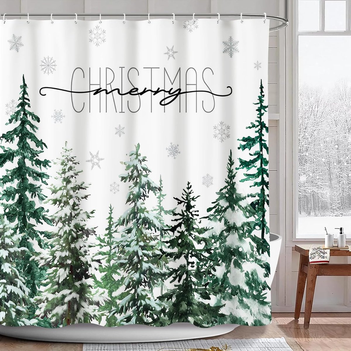 Douchegordijn Kerstmis 180x180cm - 100% polyester - waterdicht en wasbaar - sfeervolle badkameraccessoire - ShopVlot