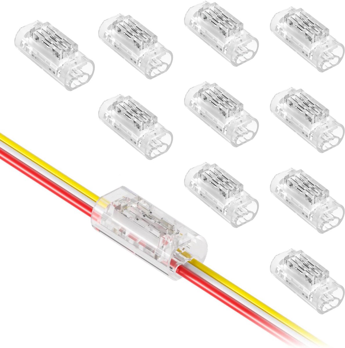 3-pins kabelconnector - soldeervrije snelverbinder - transparante behuizing - ideaal voor automotive toepassingen - ShopVlot