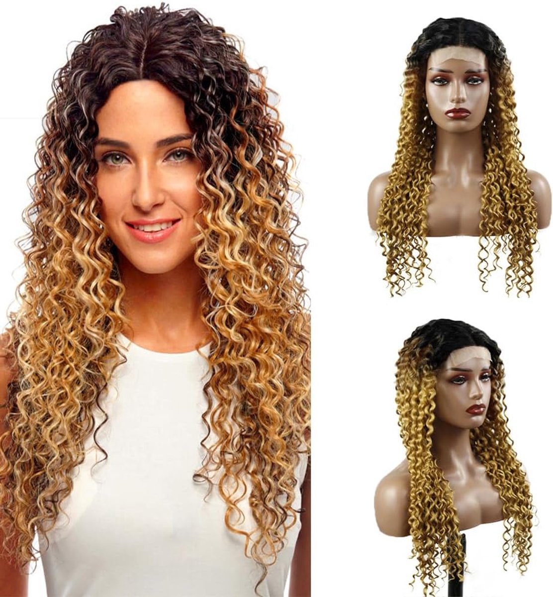 Human Hair Wig 5x5 Glueless Lace Frontal - Kinky Curly 34 Inch - Onbehandeld Braziliaans Maagdhaar - ShopVlot