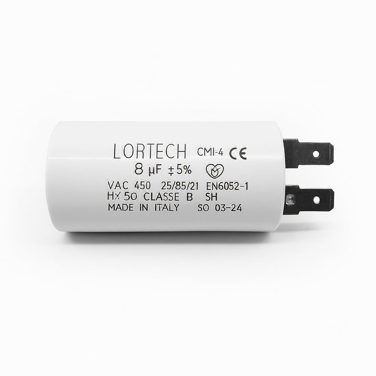 Permanent capacitor 8 µF - 450 V - Ø 30 mm x 56 mm - ideaal voor elektrische motoren - ShopVlot