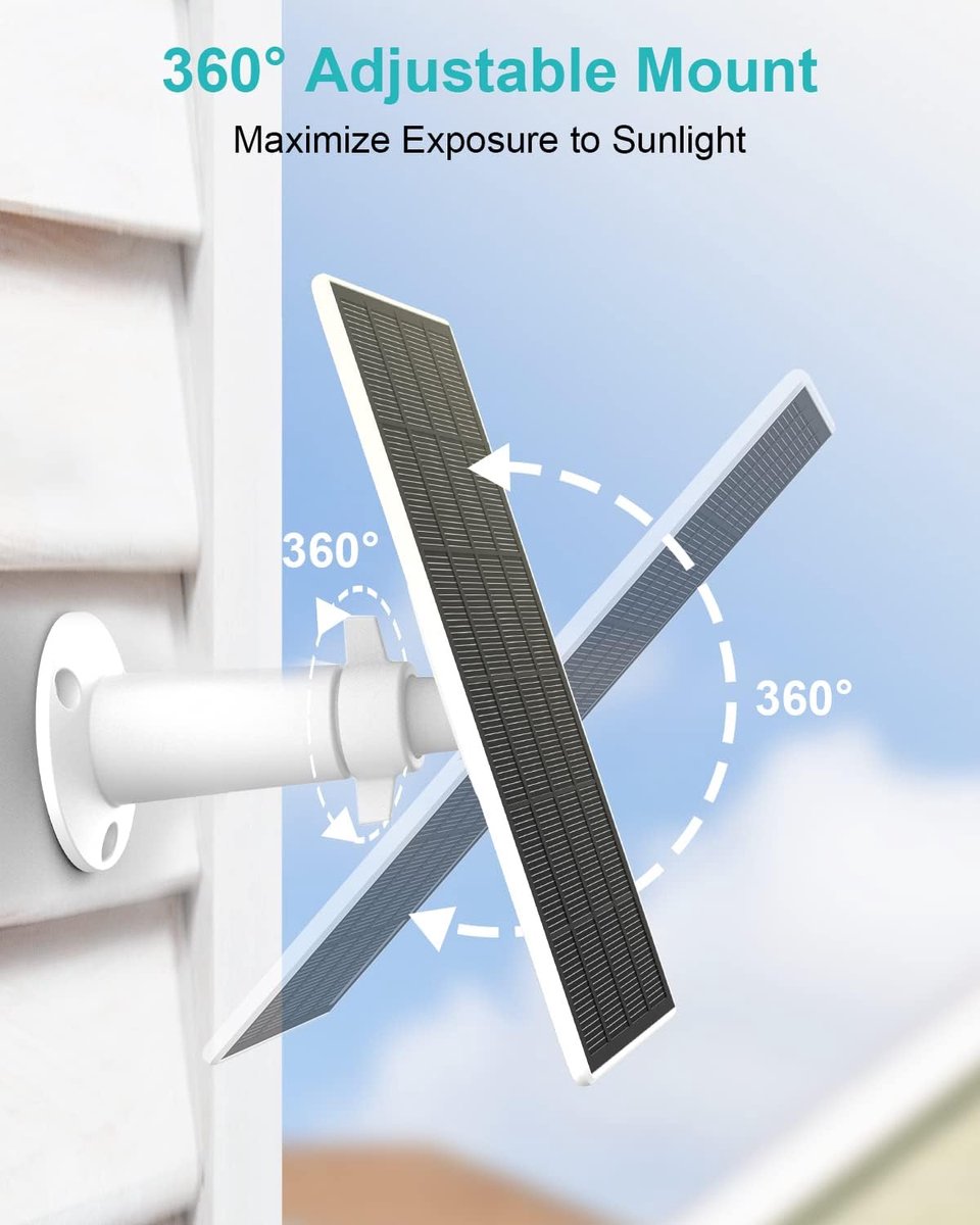 Zonnepaneel voor 2K buitencamera - IP66 waterdicht - 360 graden verstelbare houder - continue stroomvoorziening - ShopVlot