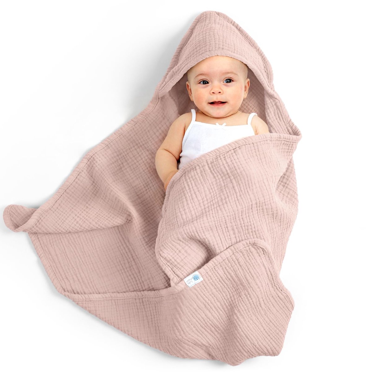 Babyhanddoek met capuchon 75 x 76 cm - mousseline katoen - extra zacht en absorberend - ShopVlot