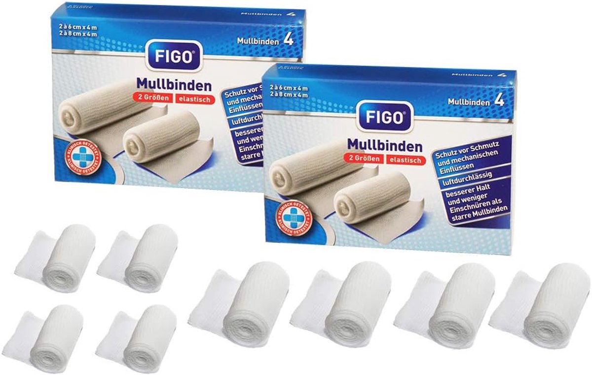 Notitieblok met 8 elastische bevestigingsbandages - gaasverbanden voor optimale ondersteuning - ShopVlot