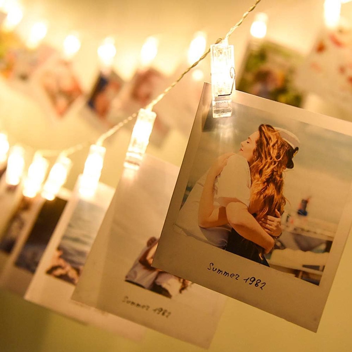 Sfeerverlichting met LED-lampen en clips - 1,5 meter lang - batterij-aangedreven - perfect voor het ophangen van foto's - ShopVlot