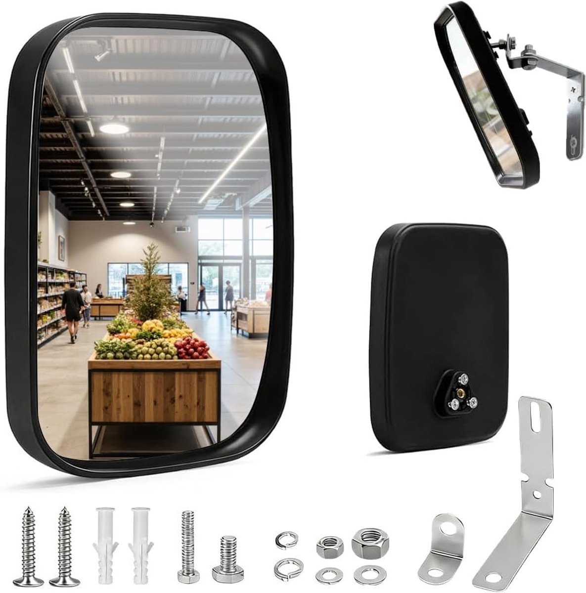 Verkeersspiegel 19 x 16 cm - vierkant - groothoek - optimaal zicht voor uitritten - ShopVlot