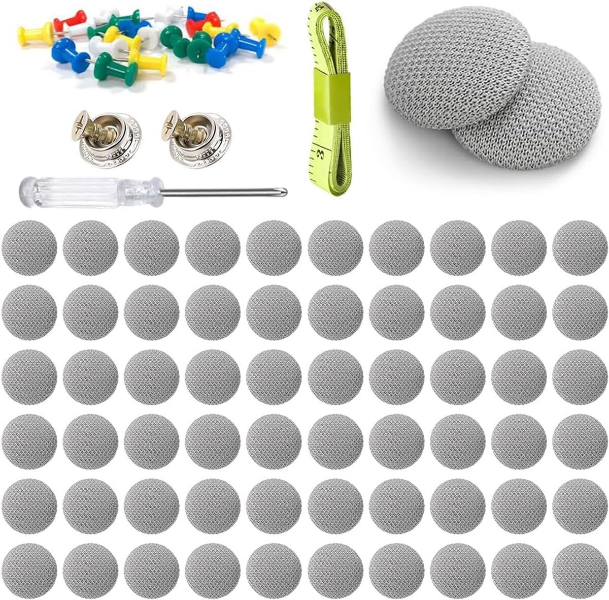 SnelShoppen - Reparatieset voor dakhemel, 65 stuks, grijze reparatieset voor dakhemels, ideaal voor auto, bus, caravan, eenvoudig te gebruiken, comple