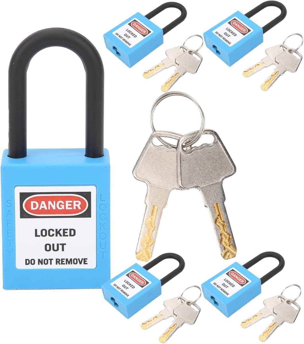 Lockout Tagout Slot 38mm - Blauw - Veiligheidspadlock met Sleutel - Voor Elektrische Apparatuur - ShopVlot